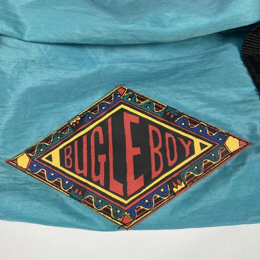 Vintage Bugle Boy Duffel Bag 90s Colorblock Teal Red Black Nylon Gym Travel Bag